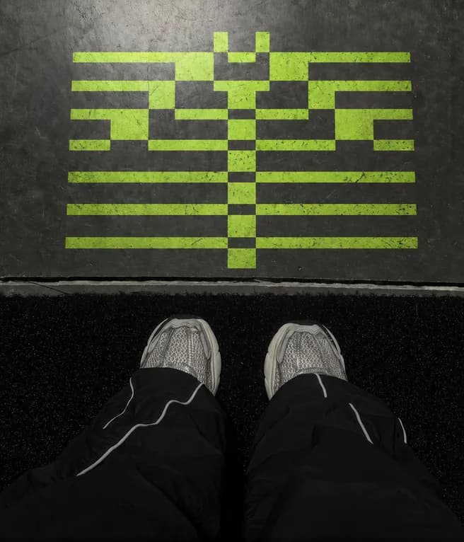 Training mat with the UpShift stripe pattern, seen from above